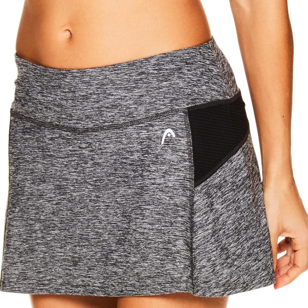 NWT HEAD Tennis Skirt Skort Black Heather Gray Sz L Good for Pickleball or Golf
